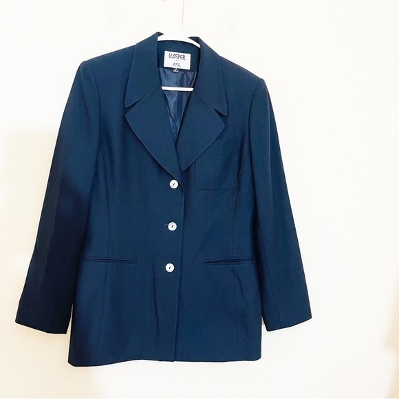 Kasper Acrylic Blend Long Sleeve Blazer Jacket Women Size 8 Color Blue - Picture 1 of 9